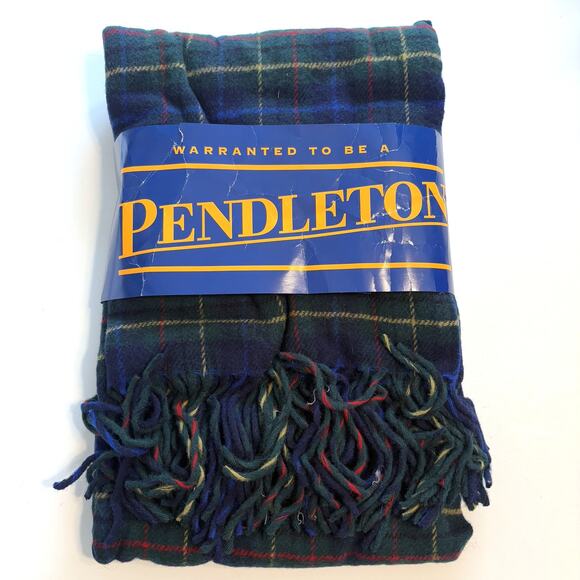 Pendleton NEW Virgin Wool Blanket Green Tartan Highland Motor Robe Stadium NWT - Picture 1 of 5